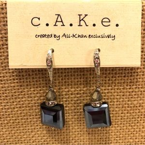 NWT CAKE created by Ali-Khan exclusively earrings silver w/ iridescent blue bead